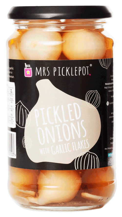 Pickled Onions with Garlic Flakes Mrs Picklepot